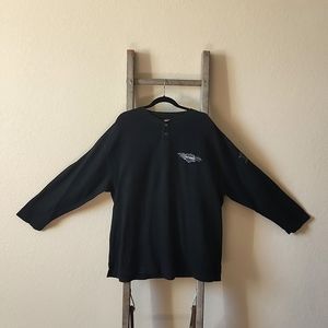 Harley-Davidson Vintage Unique Black Crewneck Logo Sweatshirt Buttons- Size XXL